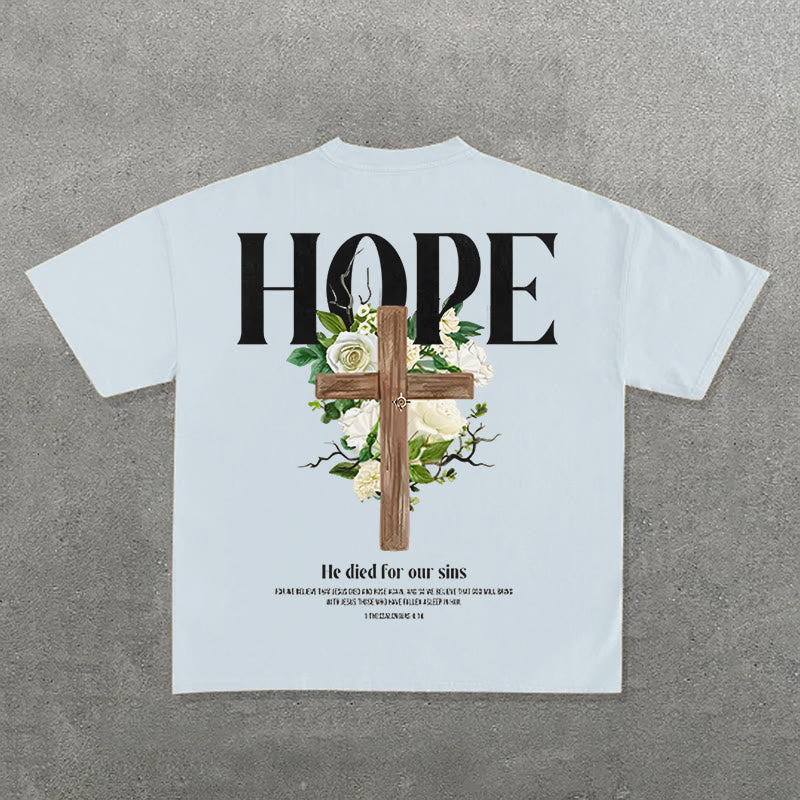 Christianartworkshop Hope Cross Print T-Shirt - Blau - 2XL - image 3