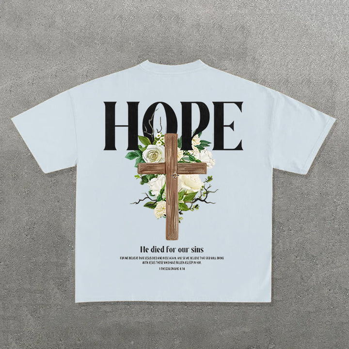Christianartworkshop Hope Cross Print T-Shirt - Blau - 2XL - image 3