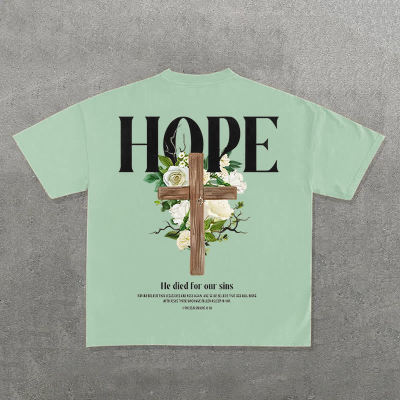 Christianartworkshop Hope Cross Print T-Shirt - Hellgrün - 2XL - image 5