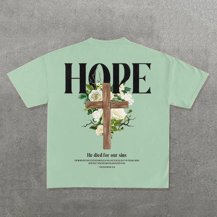 Christianartworkshop Hope Cross Print T-Shirt - Hellgrün - 2XL - image 5