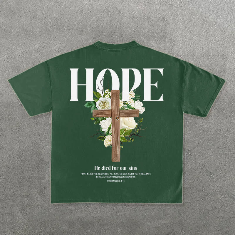 Christianartworkshop Hope Cross Print T-Shirt - Dunkelgrün - 2XL - image 6