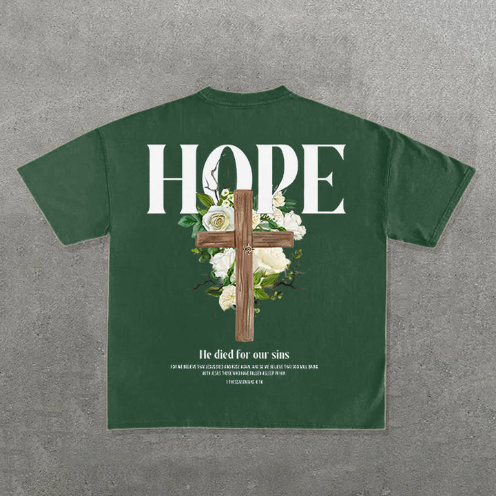 Christianartworkshop Hope Cross Print T-Shirt - Dunkelgrün - 2XL - image 6