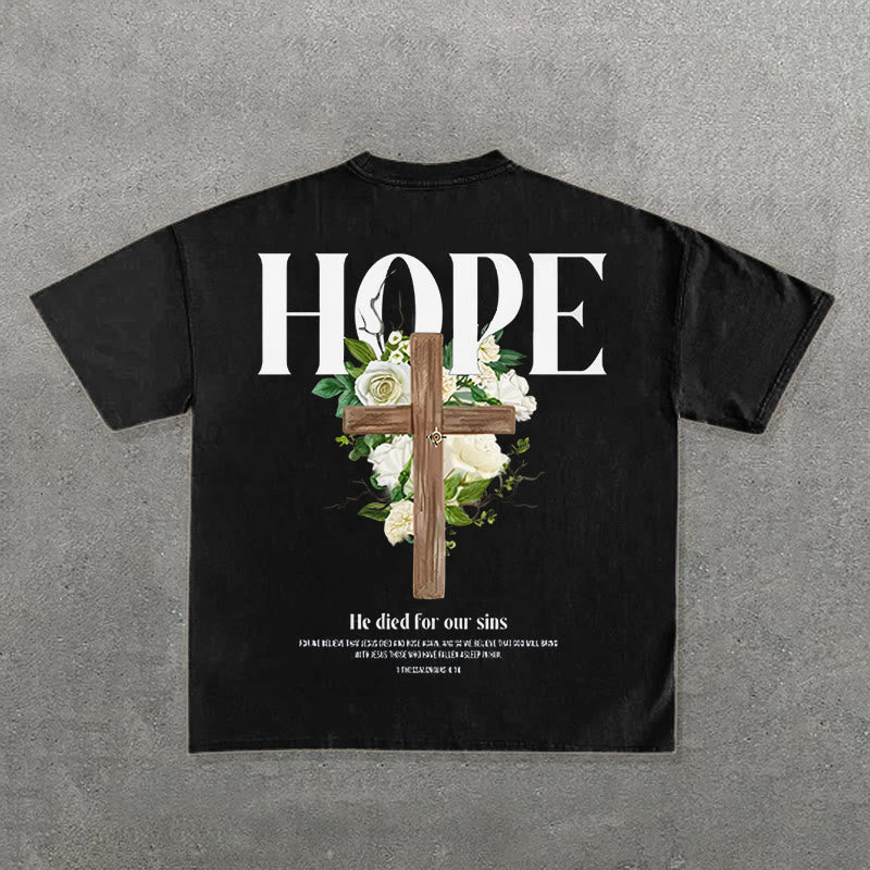 Christianartworkshop Hope Cross Print T-Shirt - Schwarz - 2XL - image 0