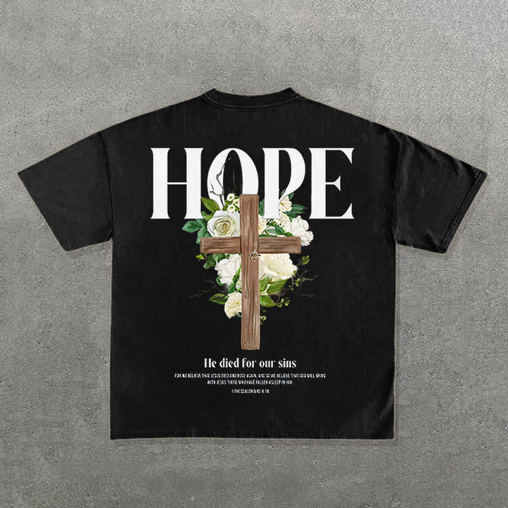Christianartworkshop Hope Cross Print T-Shirt - Schwarz - 2XL - image 0