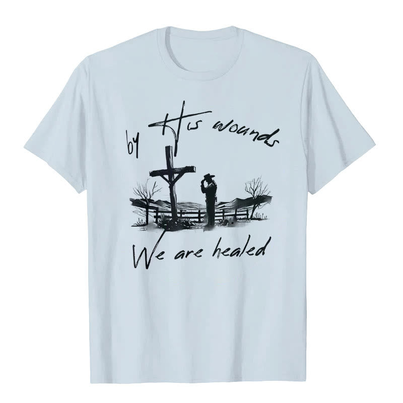 Christianartworkshop „Durch seine Wunden sind wir geheilt“-T-Shirt - Blau - 2XL - image 3