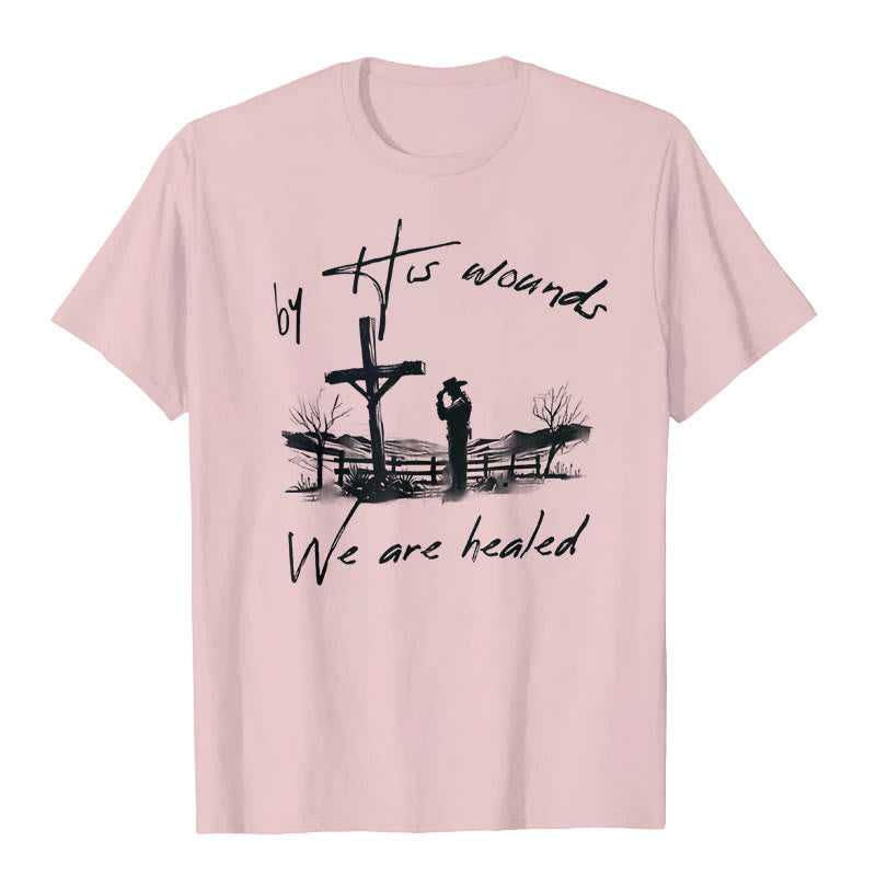 Christianartworkshop T-Shirt mit Aufschrift „By His Wounds We Are Healed“ - Rosa - 2XL - image 4