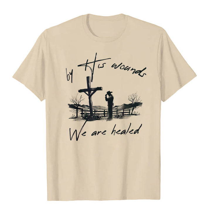 Christianartworkshop „Durch seine Wunden sind wir geheilt“-T-Shirt - Beige - 2XL - image 2