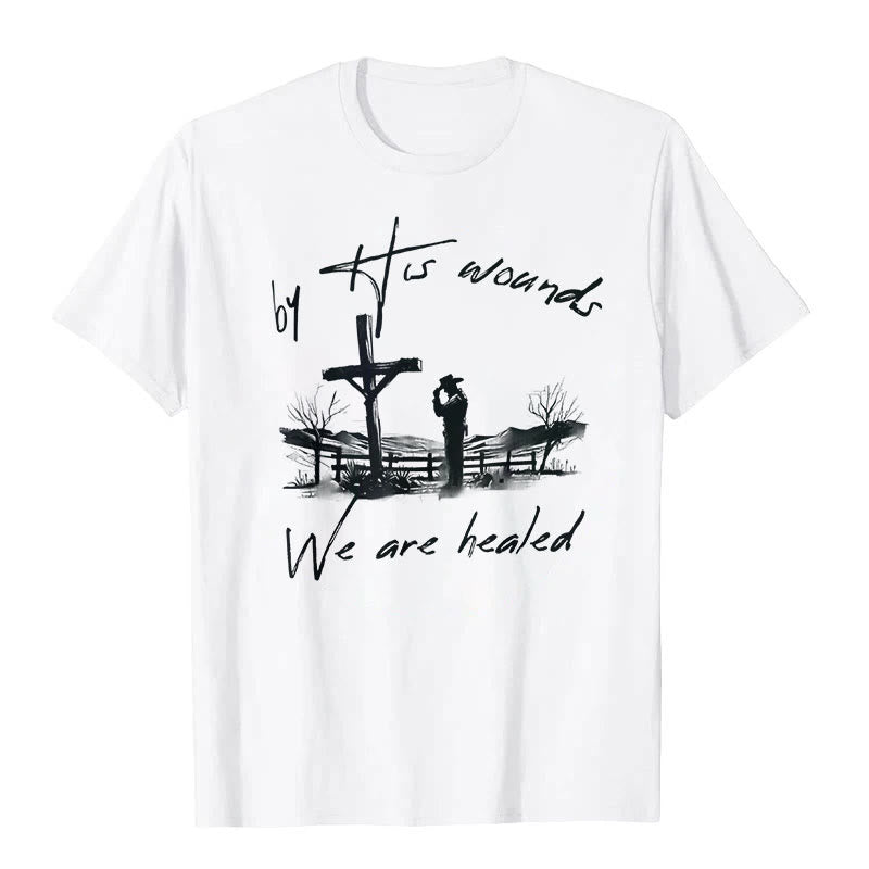 Christianartworkshop T-Shirt mit Aufschrift „By His Wounds We Are Healed“ - Weiß - 2XL - image 0