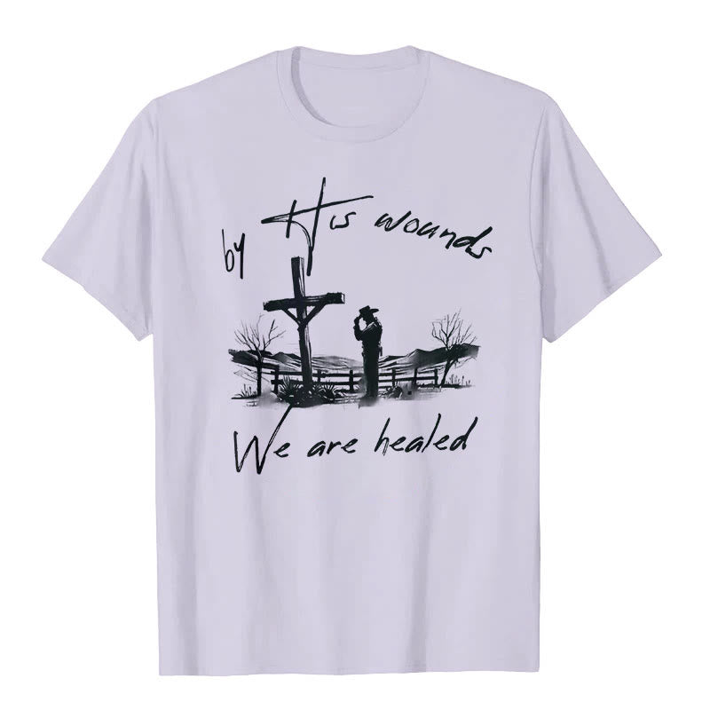 Christianartworkshop „Durch seine Wunden sind wir geheilt“-T-Shirt - Lila - 2XL - image 7