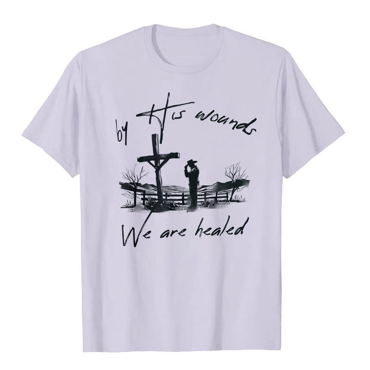 Christianartworkshop „Durch seine Wunden sind wir geheilt“-T-Shirt - Lila - 2XL - image 7