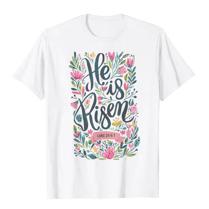 Christianartworkshop T-Shirt mit Grafik „He Is Risen“ und Blumendruck