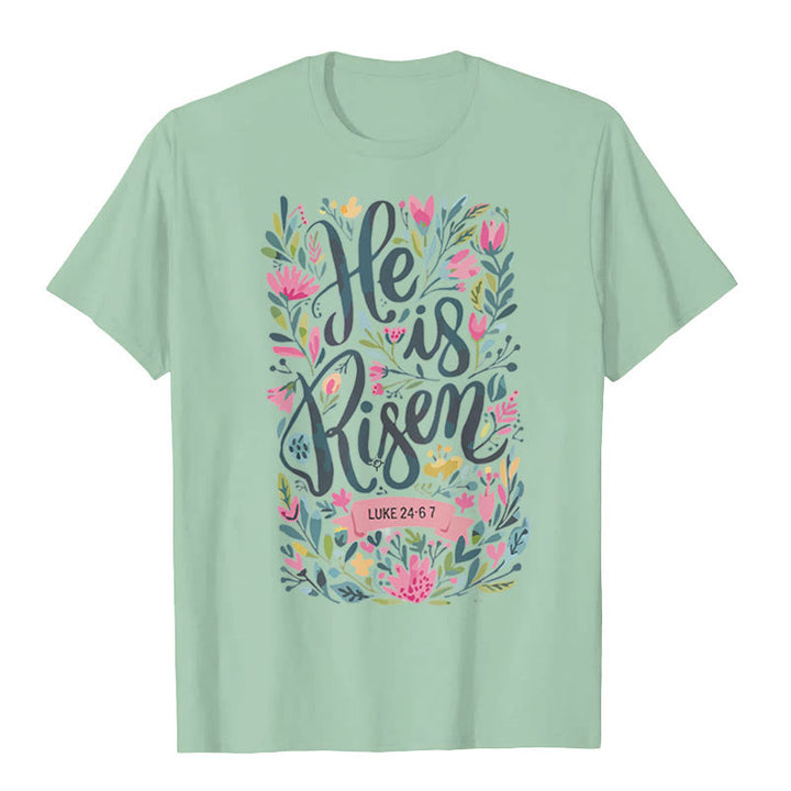 Christianartworkshop T-Shirt mit Grafik „He Is Risen“ und Blumendruck