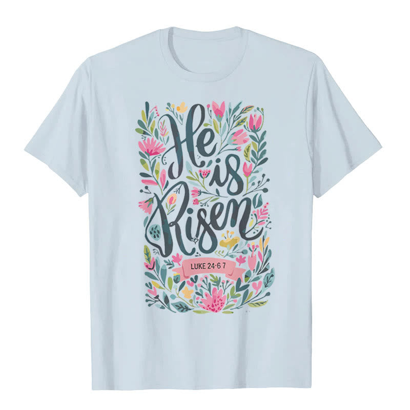 Christianartworkshop T-Shirt mit Grafik „He Is Risen“ und Blumendruck