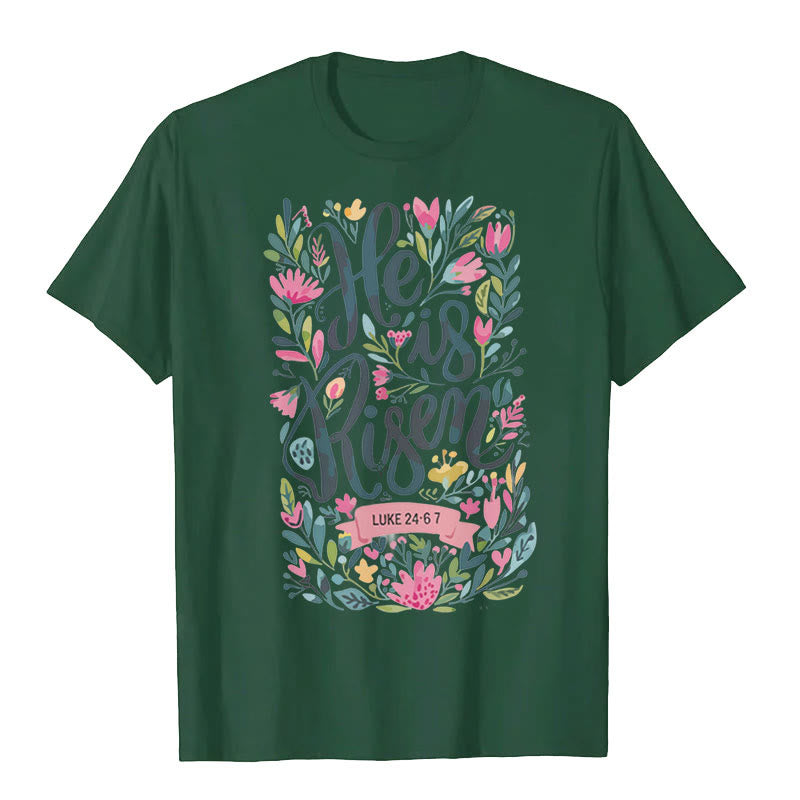 Christianartworkshop T-Shirt mit Grafik „He Is Risen“ und Blumendruck