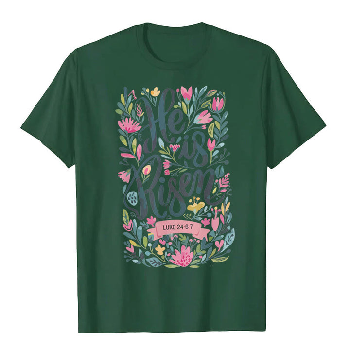 Christianartworkshop T-Shirt mit Grafik „He Is Risen“ und Blumendruck