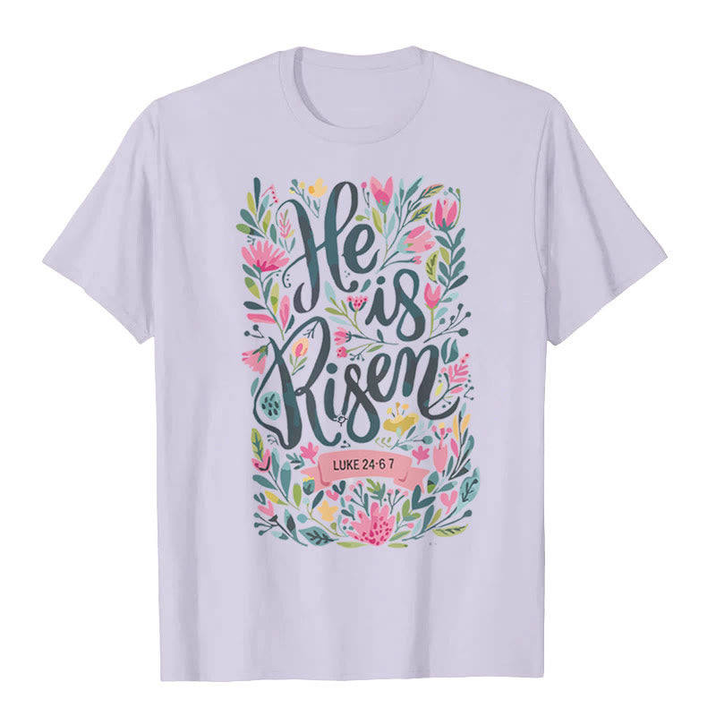 Christianartworkshop Er ist auferstanden Blumendruck-T-Shirt - Lila - 2XL - image 7