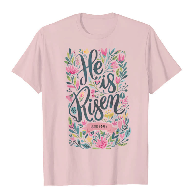 Christianartworkshop T-Shirt mit Grafik „He Is Risen“ und Blumendruck - Rosa - 2XL - image 4