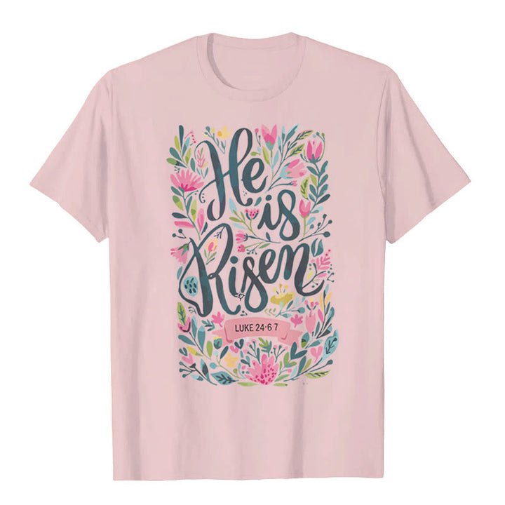 Christianartworkshop T-Shirt mit Grafik „He Is Risen“ und Blumendruck - Rosa - 2XL - image 4