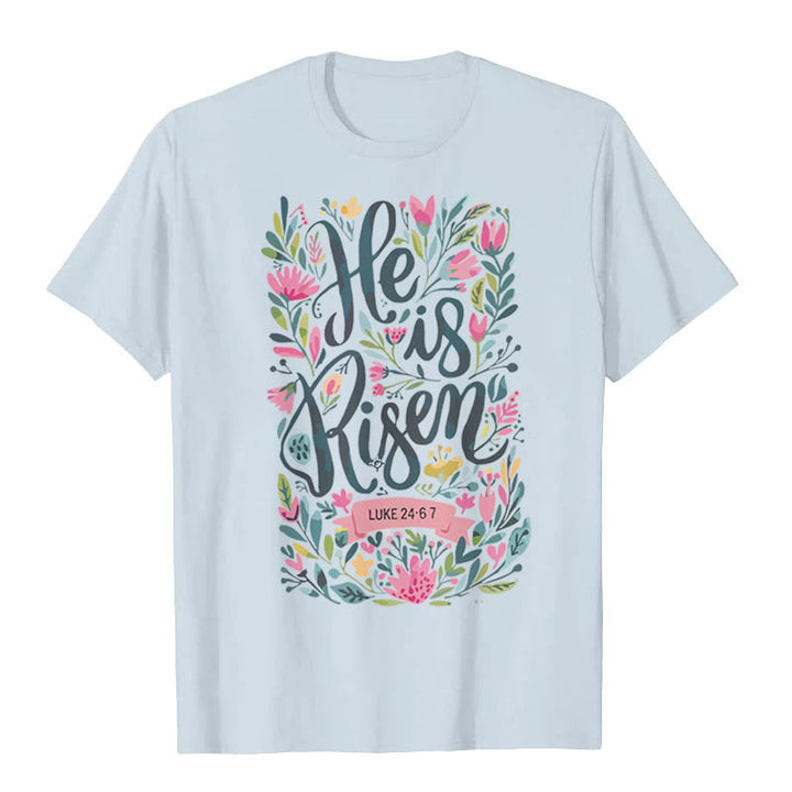 Christianartworkshop Er ist auferstanden Blumendruck-T-Shirt - Blau - 2XL - image 3
