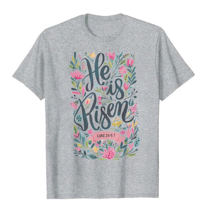 Christianartworkshop T-Shirt mit Grafik „He Is Risen“ und Blumendruck
