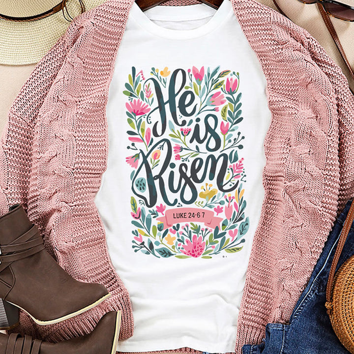 Christianartworkshop Er ist auferstanden Blumendruck-T-Shirt - image 13