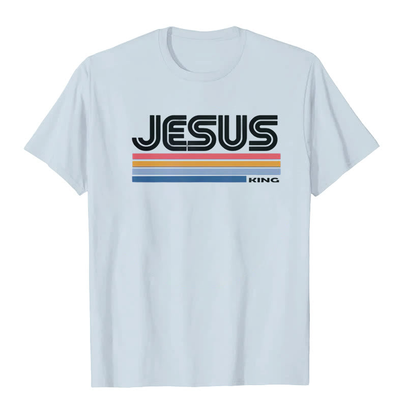 Christianartworkshop Retro Jesus König T-Shirt - Blau - 2XL - image 3