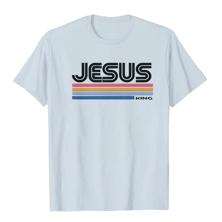 Christianartworkshop Retro Jesus King T-Shirt - Blau - 2XL - image 3