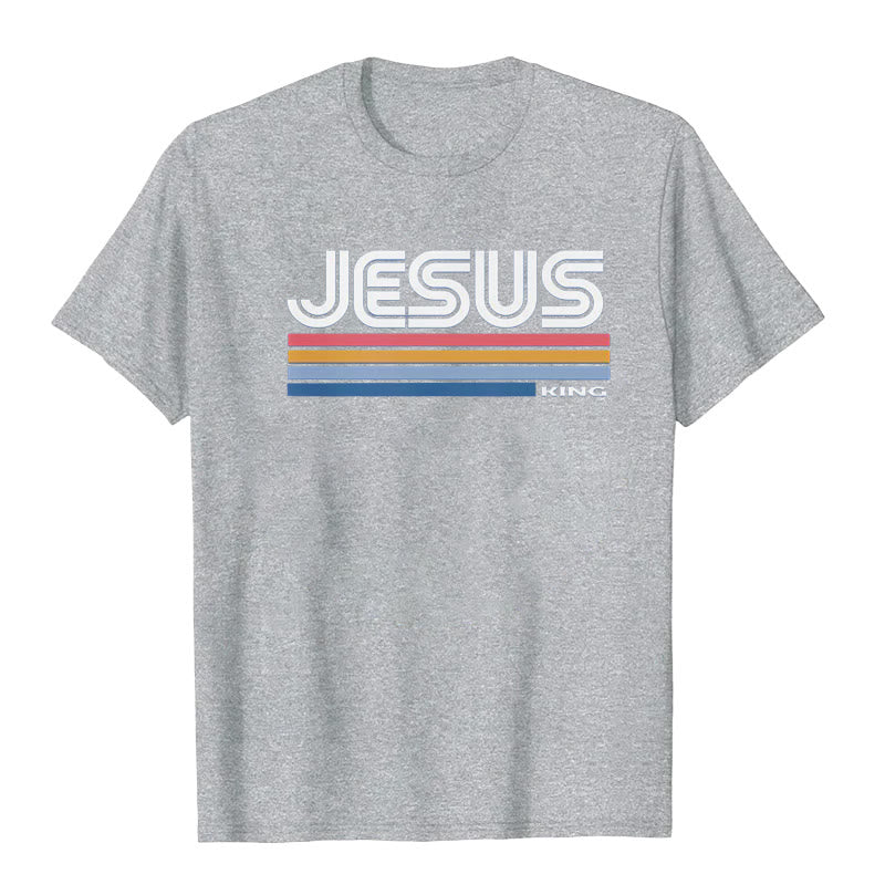 Christianartworkshop Retro Jesus König T-Shirt - Grau - 2XL - image 8