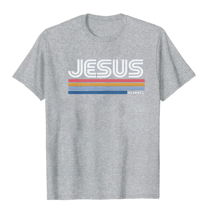 Christianartworkshop Retro Jesus König T-Shirt - Grau - 2XL - image 8