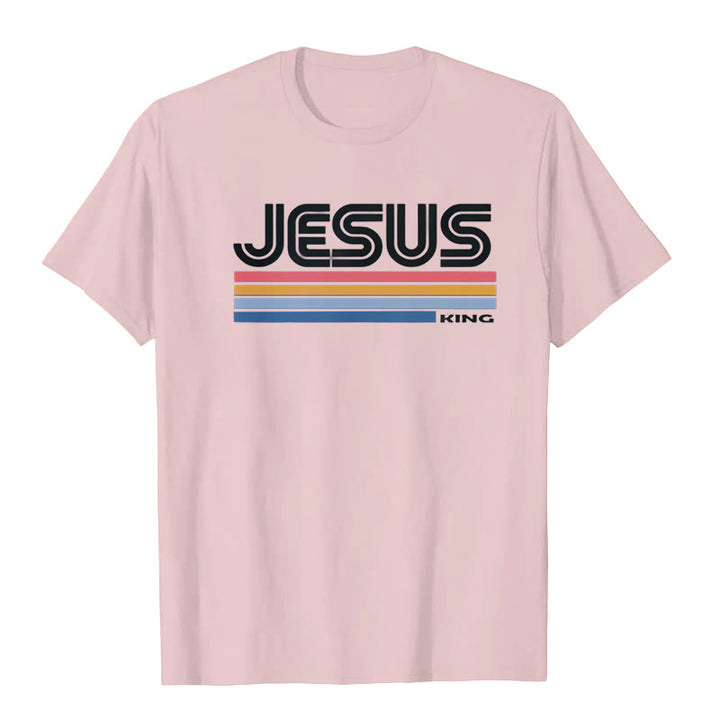 Christianartworkshop Retro Jesus King T-Shirt - Rosa - 2XL - image 4