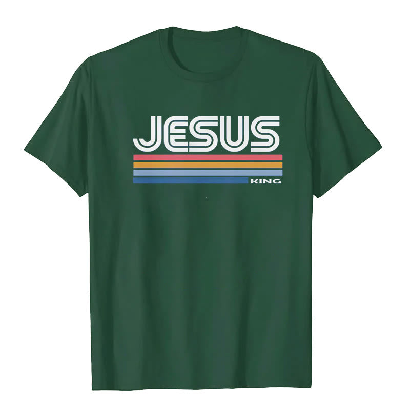 Christianartworkshop Retro Jesus König T-Shirt - Dunkelgrün - 2XL - image 6
