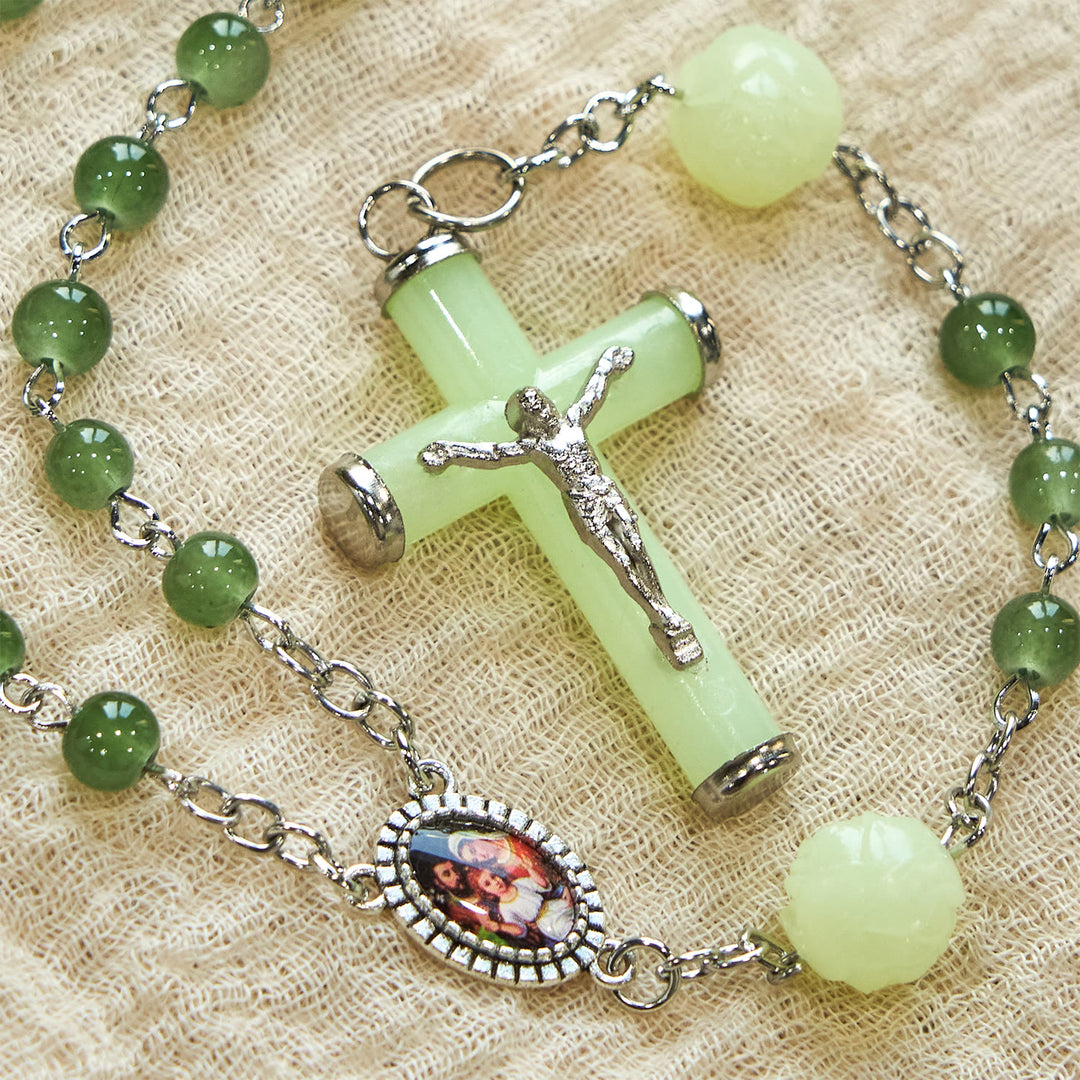 Christianartworkshop Glas- und Leuchtrosen-Vaterunserperlen Leuchtender Glaubensrosenkranz: Ein göttlicher Begleiter - image 5