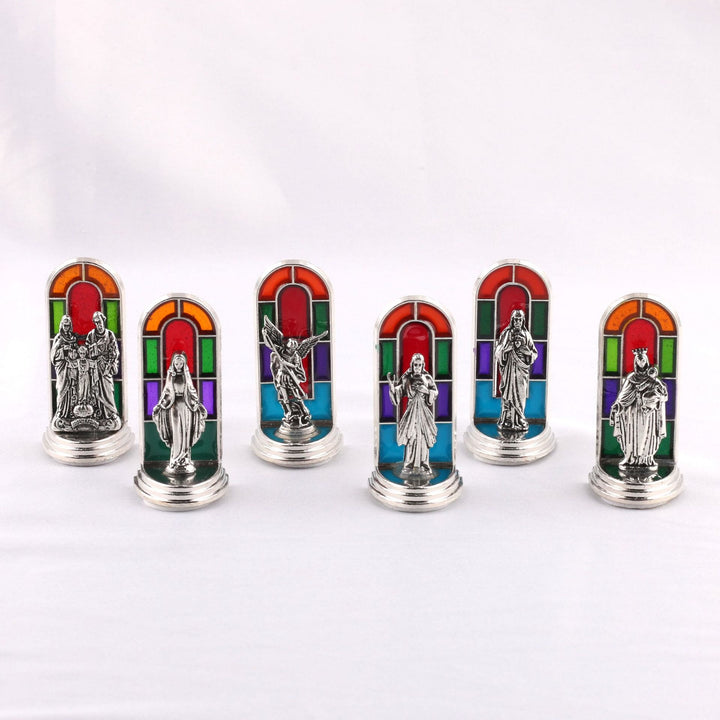 Christianartworkshop 6-teiliges Set, Kirchen-Buntglas-Stil, Heilige Ikone, Göttliche Gnade, Statue, Schreibtisch-Ornament