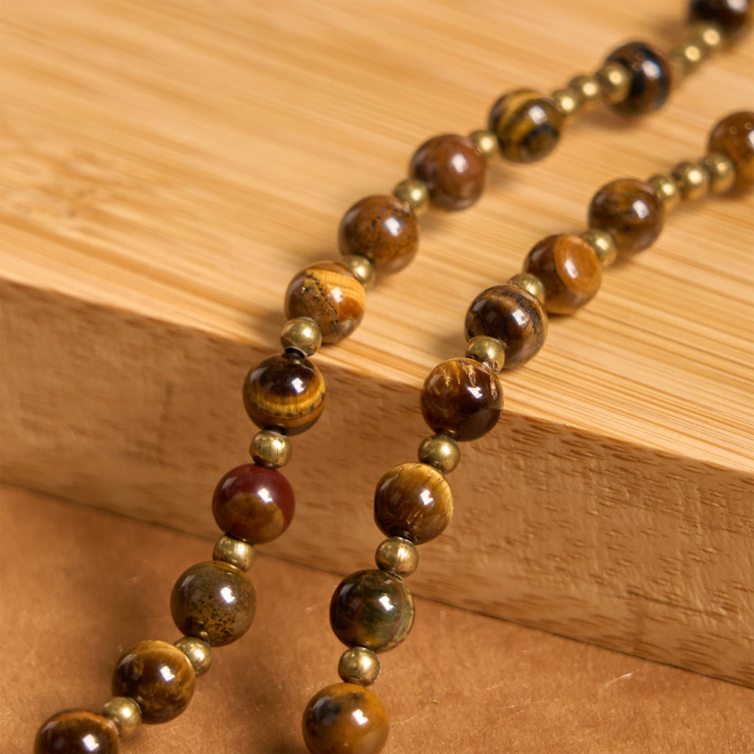 Christianartworkshop Handgefertigtes elastisches Rosenkranzarmband aus Tigerauge-Stein: Ein spiritueller Edelstein mit doppeltem Verwendungszweck