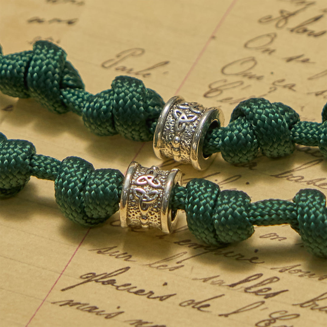 Christianartworkshop GEBETSVOLLER GLAUBE: St. Patrick Medaille Dunkelgrün Handgefertigter Paracord-Rosenkranz mit Knoten - image 6