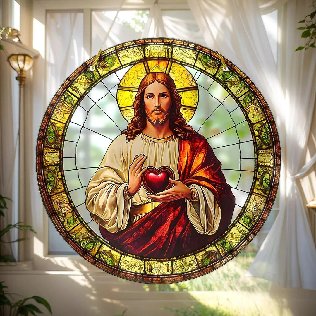 Christianartworkshop Heiliges Herz Jesu, hängendes Ornament: Beruhigt die gequälte Seele - Heiliges Herz Jesu - image 0
