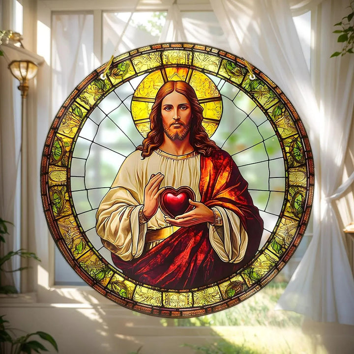 Christianartworkshop Heiliges Herz Jesu, hängendes Ornament: Beruhigt die gequälte Seele - Heiliges Herz Jesu - image 0