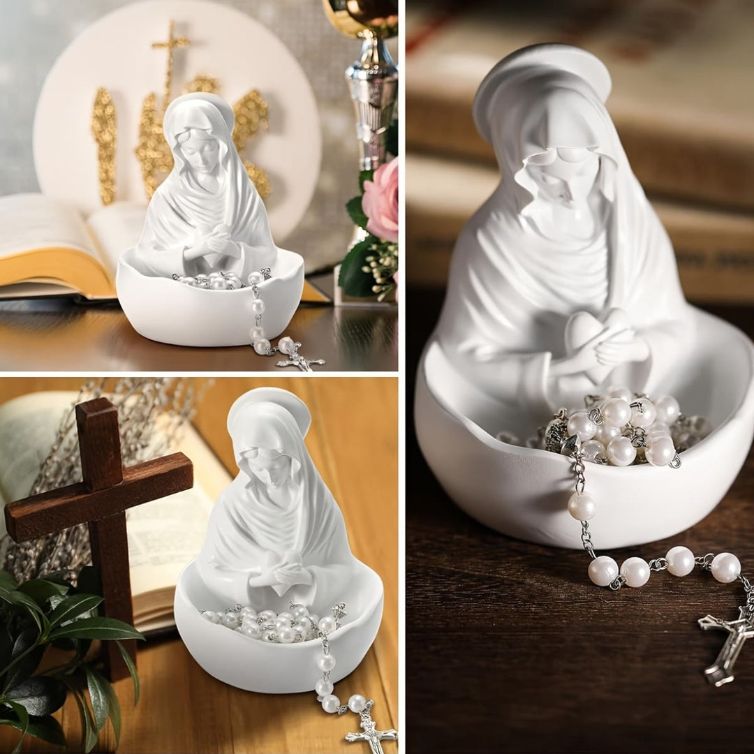 Christianartworkshop Rosenkranzbehälter „Unsere Liebe Frau“ aus weißem Harz: Die Schönheit des Glaubens tragen - image 2