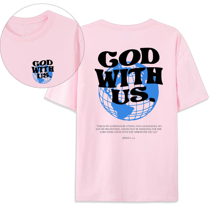 Christianartworkshop T-Shirt aus Baumwolle mit Aufschrift „Gott mit uns“ - Rosa - 2XL - image 12