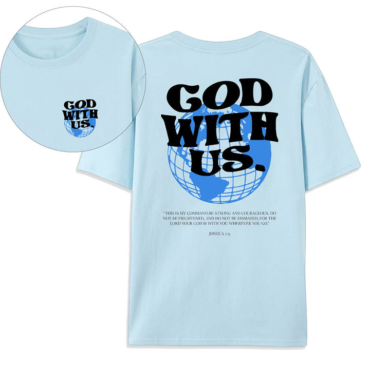 Christianartworkshop T-Shirt aus Baumwolle mit Aufschrift „Gott mit uns“ - Blau - 2XL - image 15