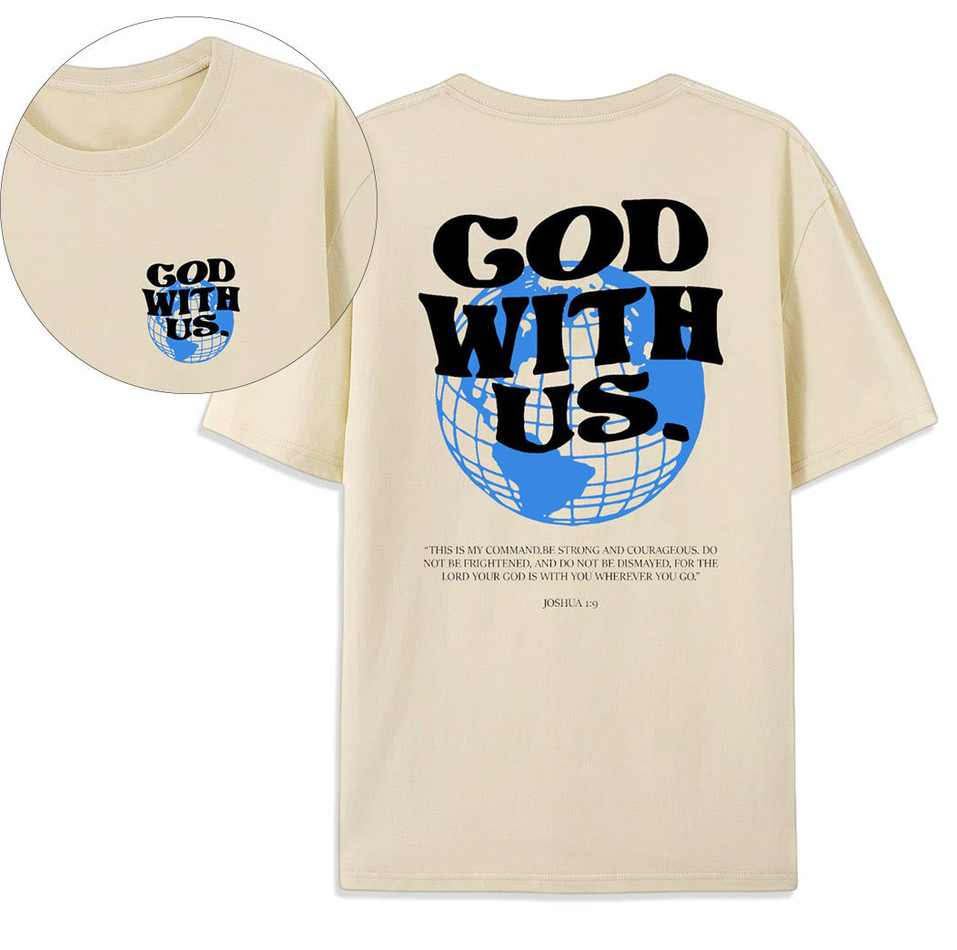 Christianartworkshop T-Shirt aus Baumwolle mit Aufschrift „Gott mit uns“ - Beige - 2XL - image 6