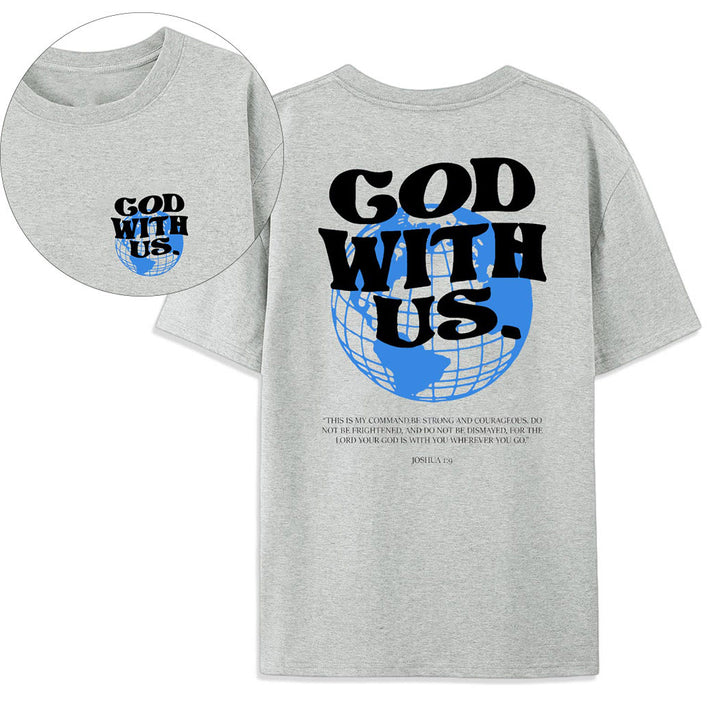 Christianartworkshop T-Shirt aus Baumwolle mit Aufschrift „Gott mit uns“ - Grau - 2XL - image 9