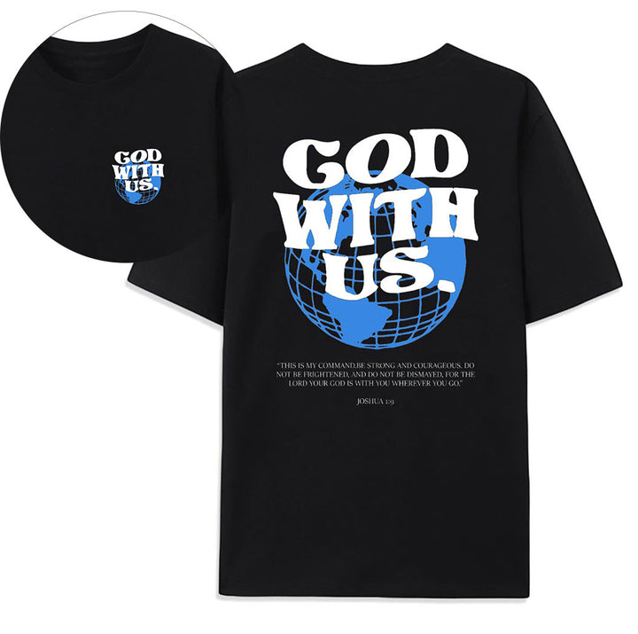 Christianartworkshop T-Shirt aus Baumwolle mit Aufschrift „Gott mit uns“ - Schwarz - 2XL - image 3