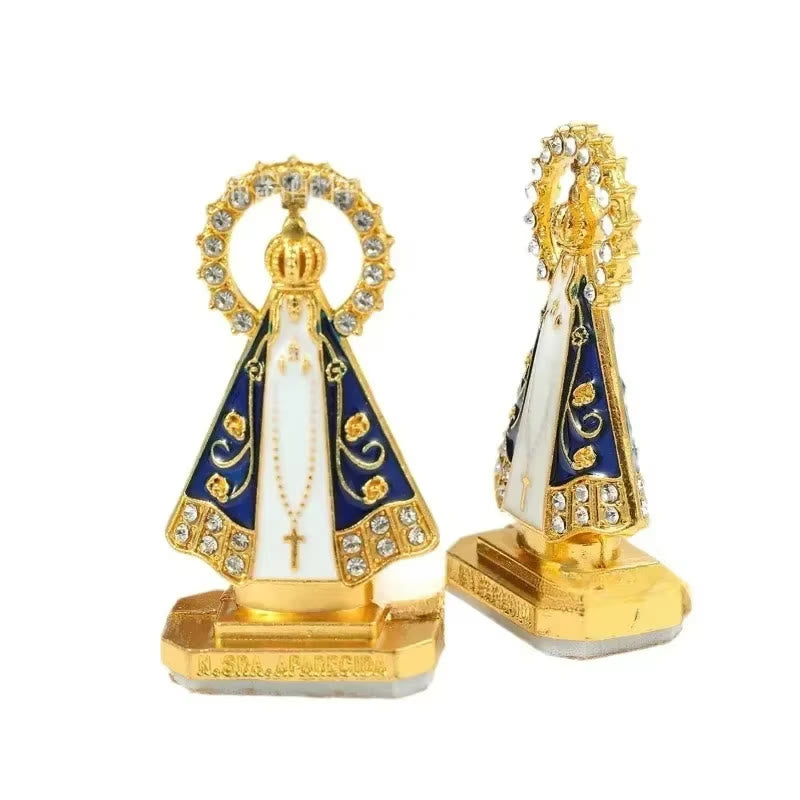 Christianartworkshop Metall-Tischdekoration „Unsere Liebe Frau von Aparecida“: Eine strahlende Hommage an Glauben und Schönheit
