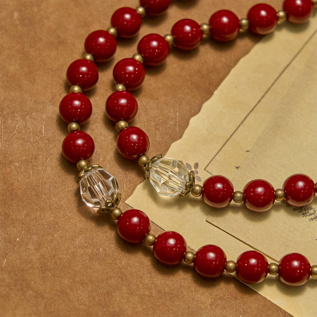 Christianartworkshop Handgefertigter Rosenkranz mit Zinnoberperlen und Jesus-Medaille – Ein göttliches Symbol der Hingabe des Glaubens