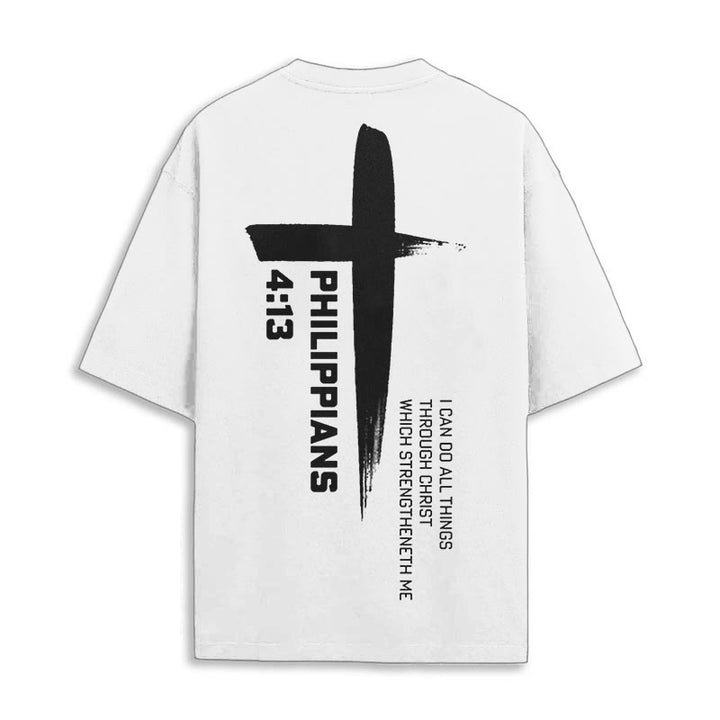 Christianartworkshop Philipper 4:13 Stärke Kreuz T-Shirt - Weiß - 2XL - image 3
