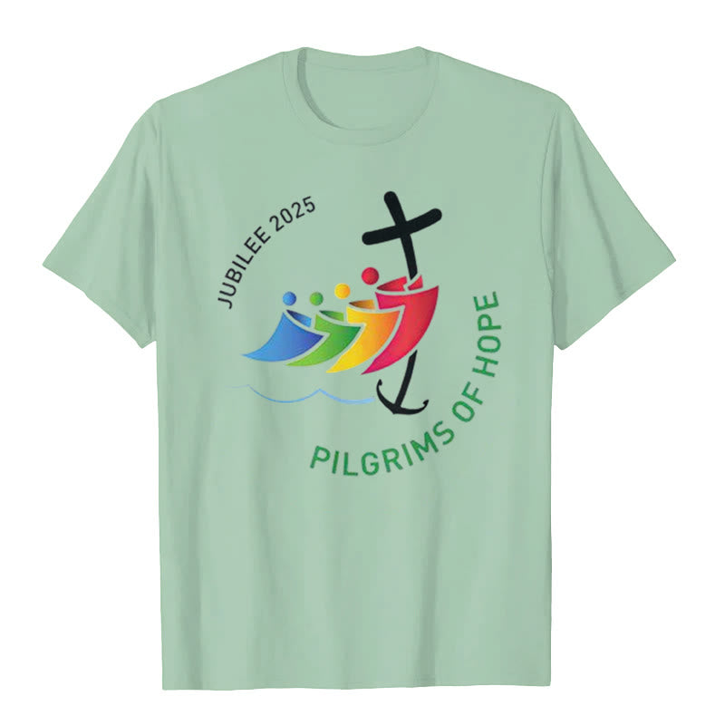 Christianartworkshop Jubiläum 2025 – Pilger der Hoffnung T-Shirt - Hellgrün - 2XL - image 5