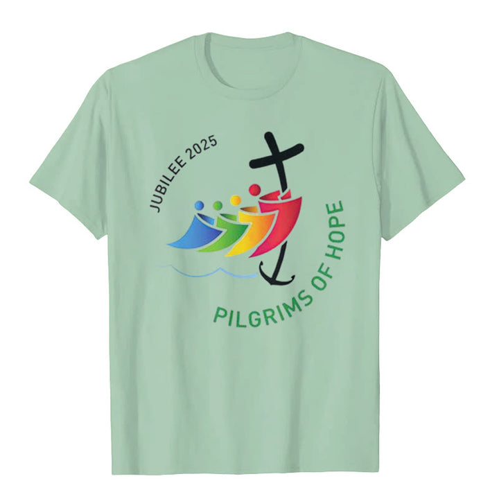 Christianartworkshop Jubiläum 2025 – Pilger der Hoffnung T-Shirt - Hellgrün - 2XL - image 5