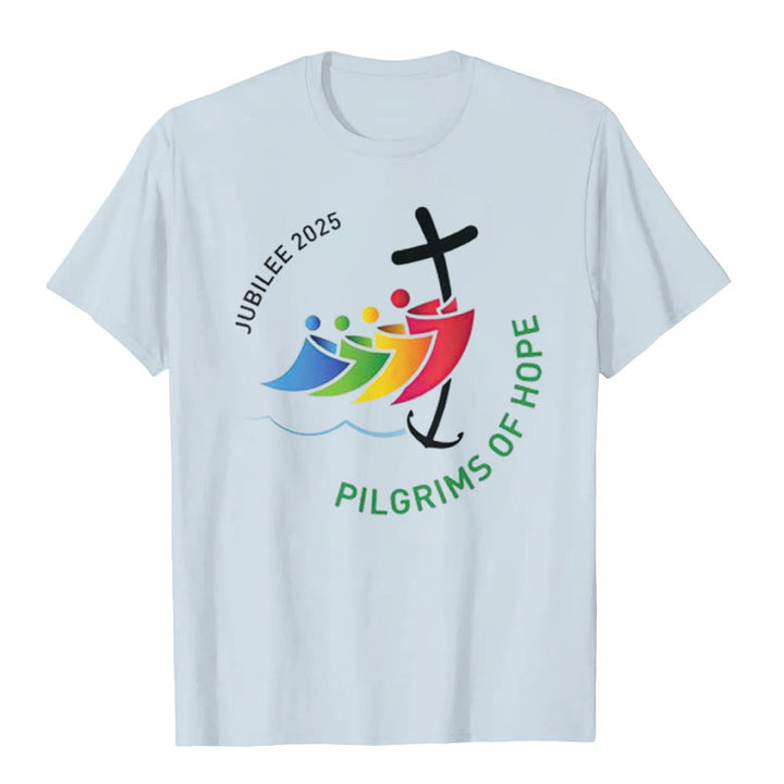 Christianartworkshop Jubiläum 2025 – Pilger der Hoffnung T-Shirt - Blau - 2XL - image 3