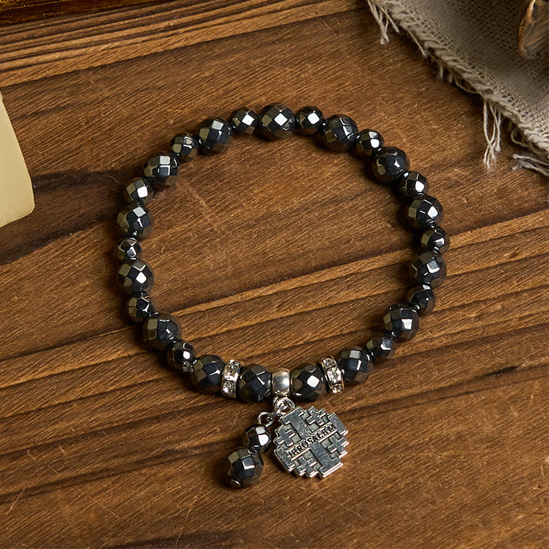 Christianartworkshop Glänzendes schwarzes Gallenstein-Armband aus Jerusalem – inspiriert von der Religion: Ein Symbol des Glaubens - image 3